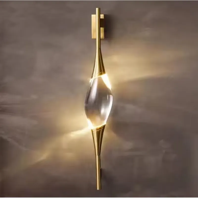 Home Lighting And Decor - Lampu Dinding LED Kristal Emas Tembaga