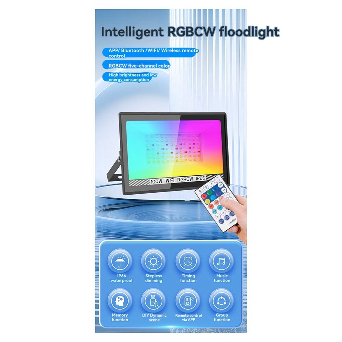 Decor Lighting Uk - Nices 100W RGBCW Lampu Sorot LED