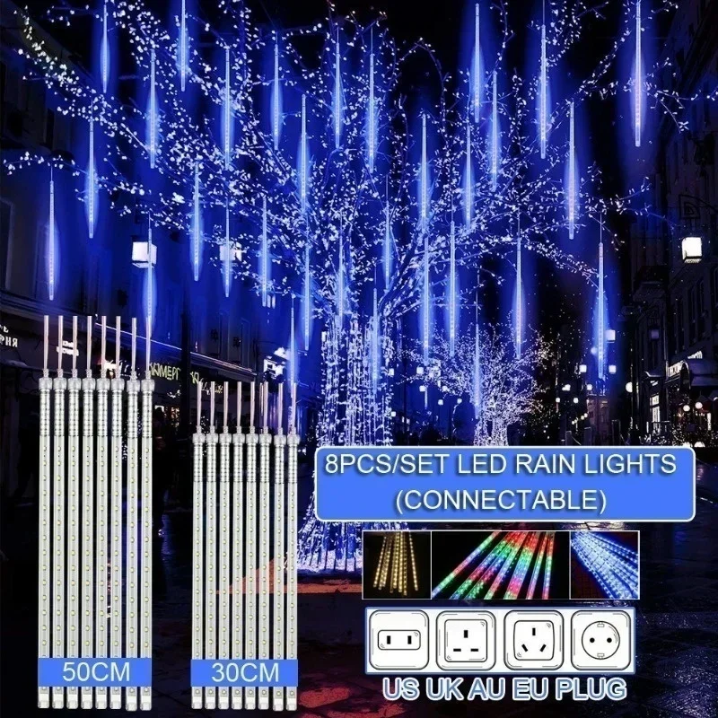 Decor Lighting Uk - Lampu setrip LED 8 tabung hujan