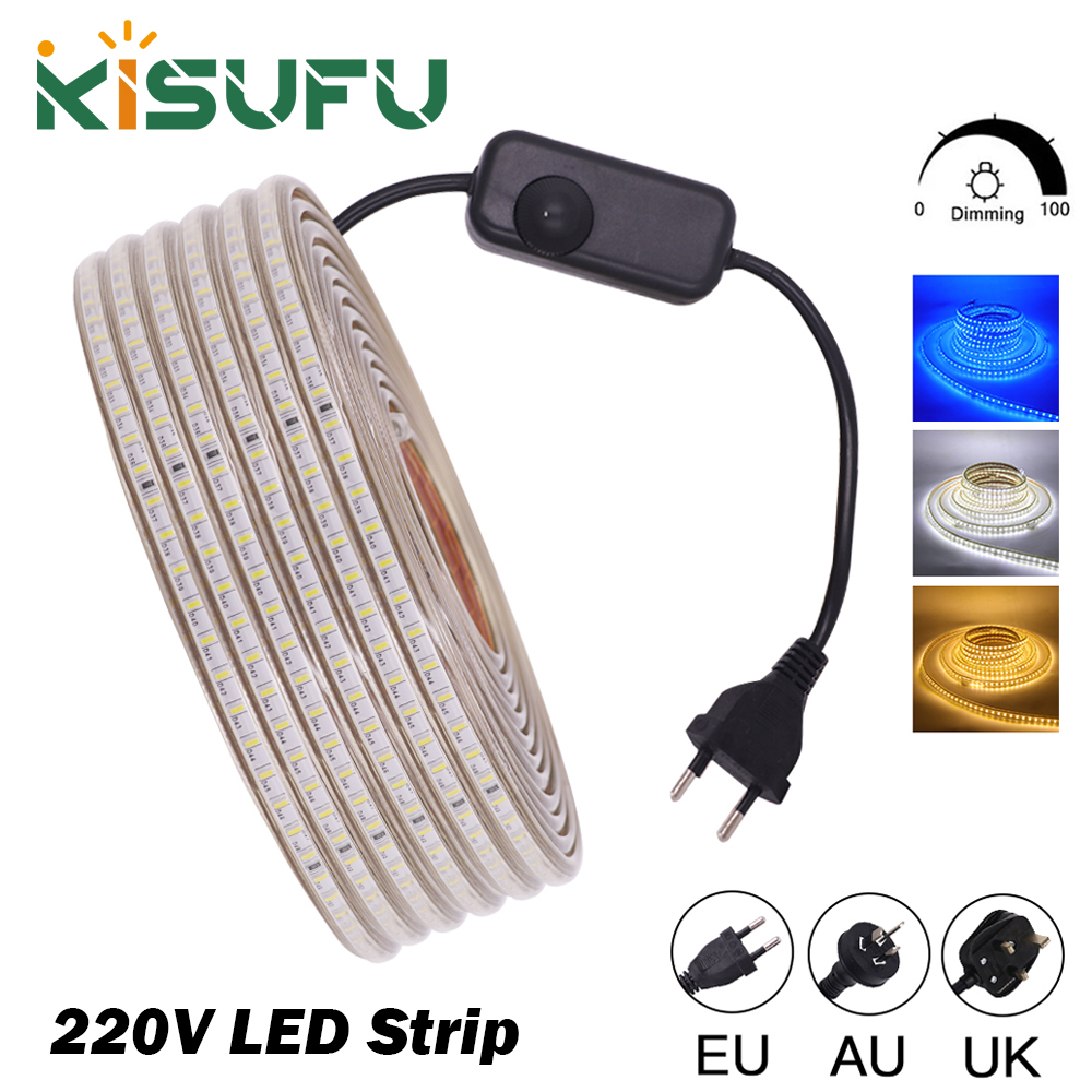 Decor Lighting Uk - Strip LED 220V dengan Peredup EU/UK/AU