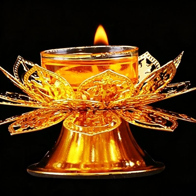 Lighting Design Decor - Tempat Lilin Teh Desain Teratai Emas,