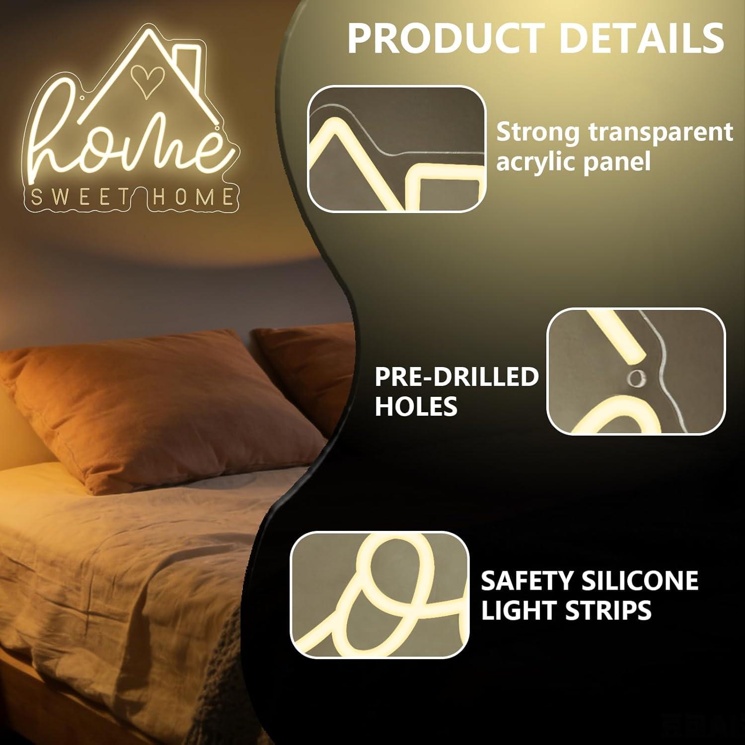 Lampu LED Neon Sweet Home USB  - Lighting Decor For Bedroom ulasan dan harga