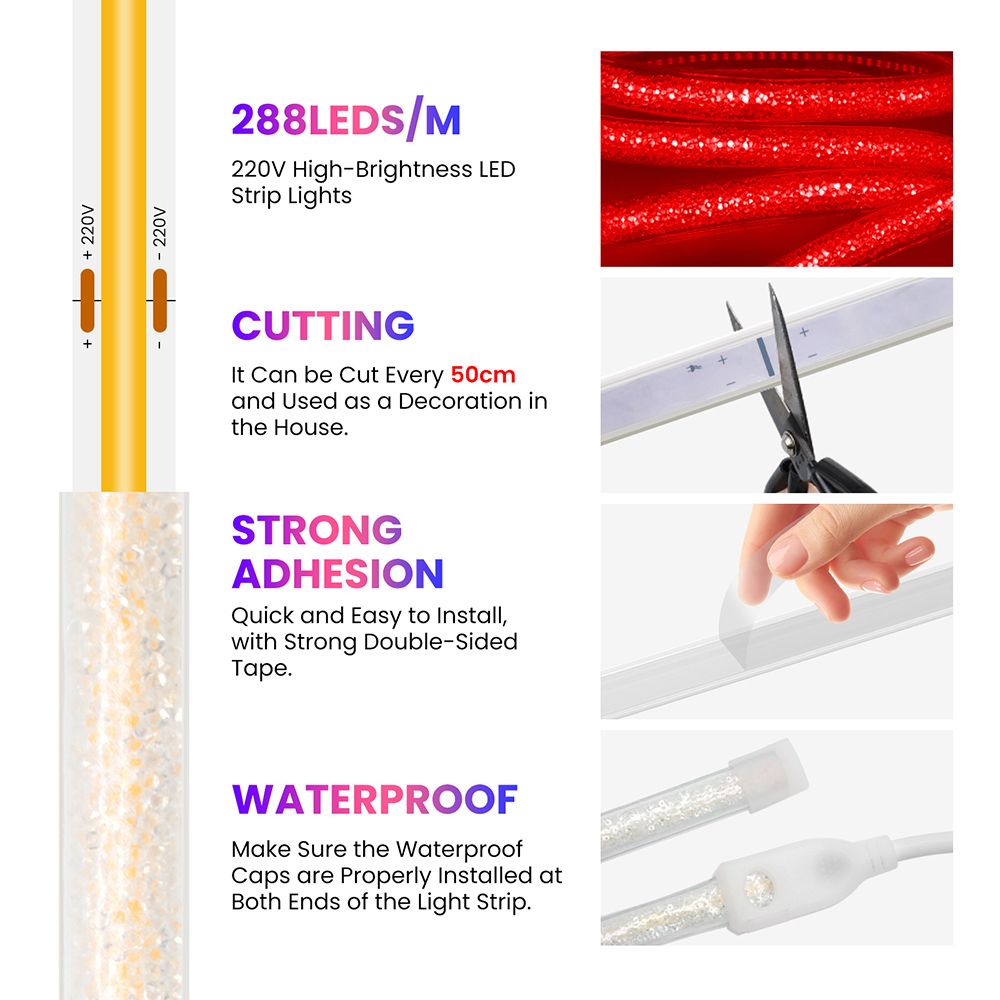 288 LED COB Lampu Neon Strip u - Decor Lighting Uk ulasan dan harga