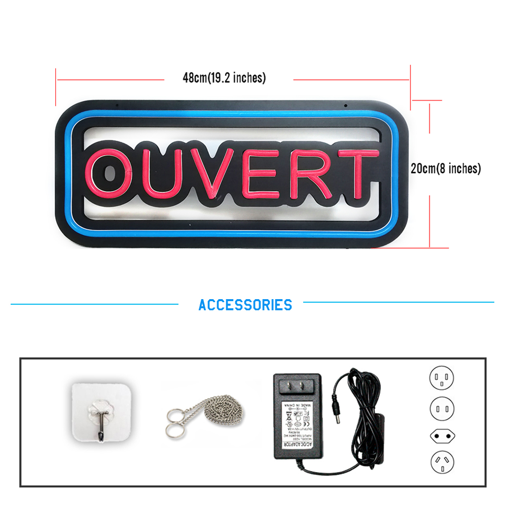 Lampu Neon 'OUVERT' 48x 20cm B - Decor Lighting Opening Hours ulasan dan harga