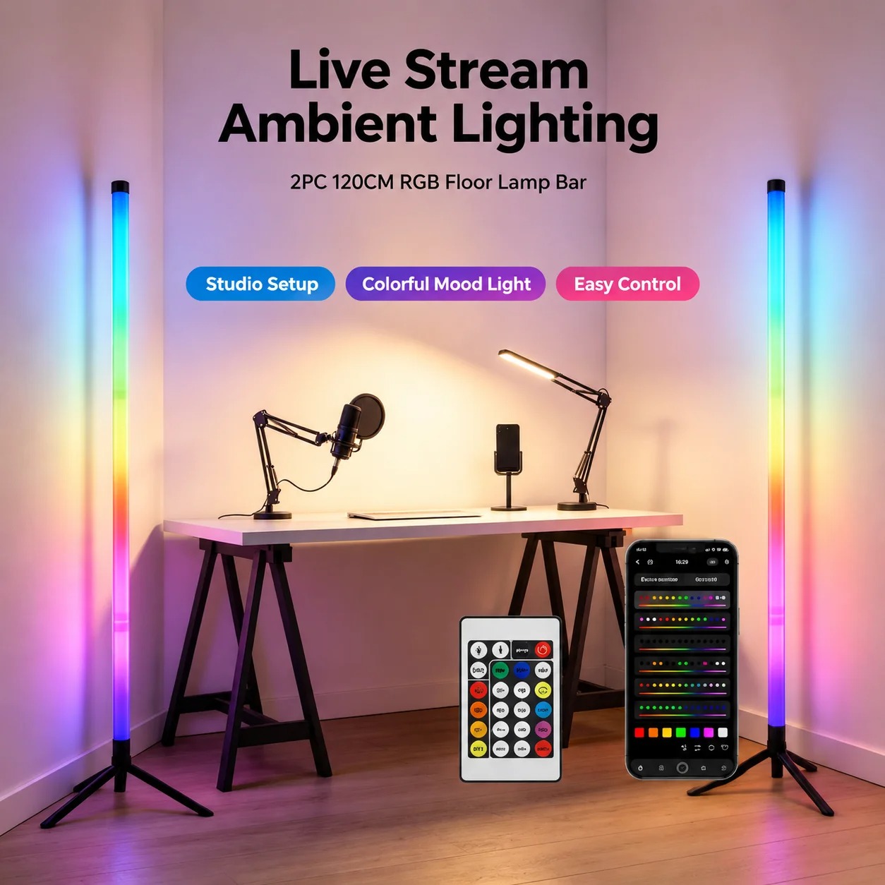 2PCS Lampu Lantai RGB 120CM, L - Lighting Design Decor ulasan dan harga