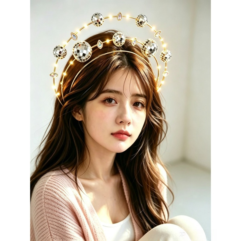 Headband Disko Cincin Ganda Pe - Disco Ball Mirror ulasan dan harga