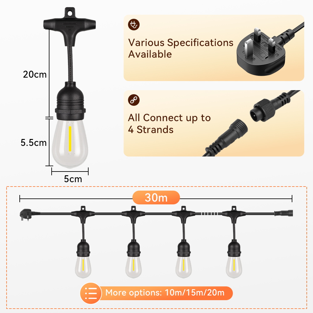 E27 Lampu Tali Luar Ruangan Bo - Decor Lighting Uk ulasan dan harga